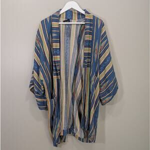 Saachi Margarita Ikat Striped Jacket Kimono Beach Lounge Resort Festival - OS